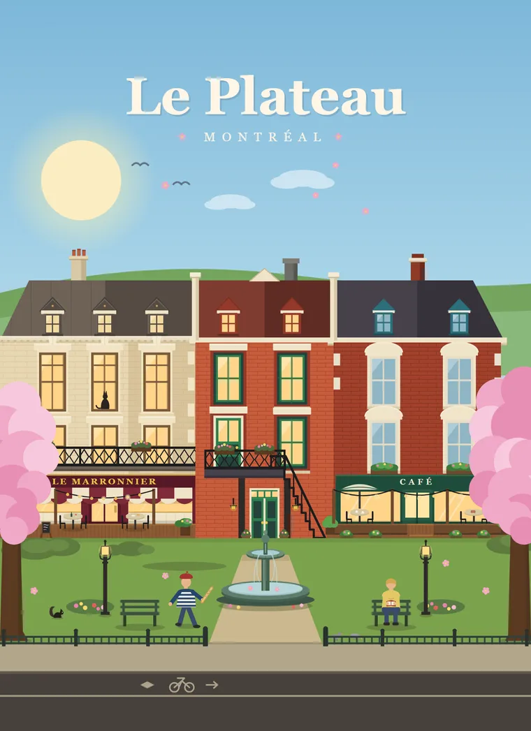 Affiche Klemstudio, Le Plateau au printemps